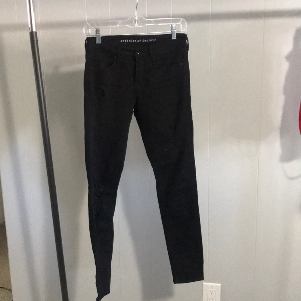 Articles of Society distressed black skinny jeans